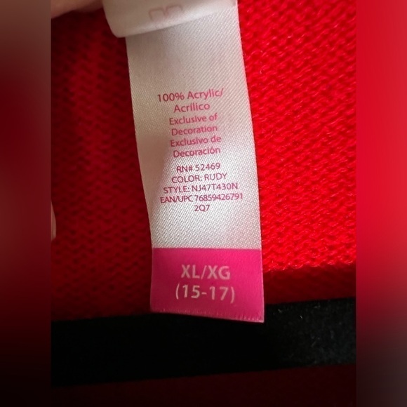 No Boundaries reindeer sequin graphic red fair isle sweater sz XL christmas - Picture 5 of 7